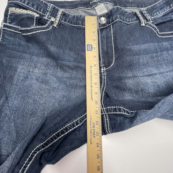 Maurices Denim Capris Heavy Stitch Embroidery Bling Pockets Women's Size 24 - Picture 10 of 16